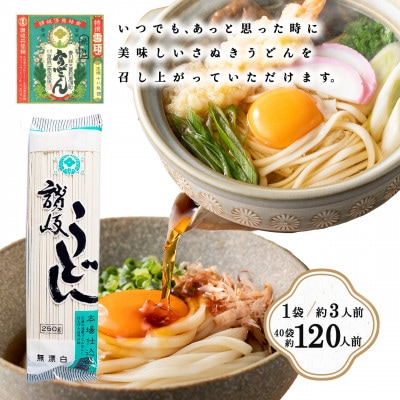 さとふる限定　合田照一商店 讃岐うどん(細口)乾麺タイプ約120人前 250g×40袋詰
