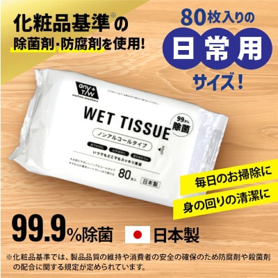 【99.9% 除菌】ウエットティッシュ(ノンアルコールタイプ) 80枚入り×36個セットKA-07