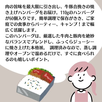 牛豚焼き上げハンバーグ　110g×60個(KA-182F)