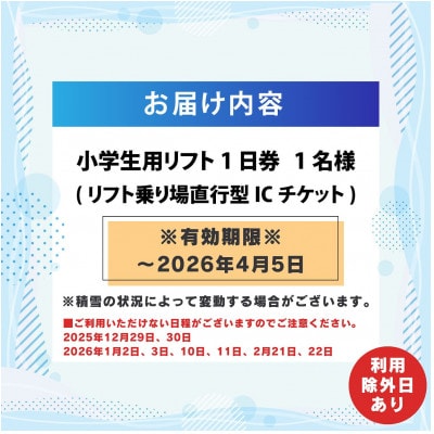 【利用除外日あり】スキージャム勝山小学生用リフト1日券【早割り】