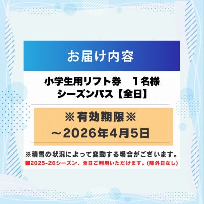 【全日】スキージャム勝山小学生用リフト券シーズンパス