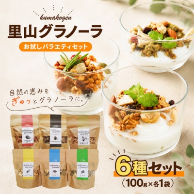 里山グラノーラ 食べ比べセット6種類(甘酒ともち麦・よもぎ・クロモジ・はなこ・コーヒー・高原トマト)