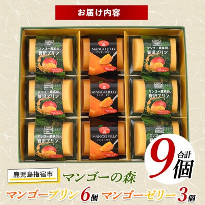 マンゴー農家の贅沢プリン6個入とプレミアムゼリー3個入セット(マンゴーの森)A-310