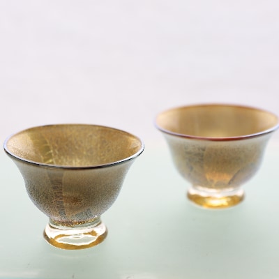 ガラス工芸品 手吹き硝子 宮澤ガラス 片口 銀彩 工房作品 希少品