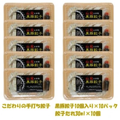 【中華料理紅龍こだわりの手打ち餃子】黒豚餃子10パック(岡村商店)A-367