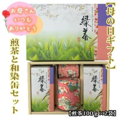 2022【母の日ギフト】煎茶100g×2袋と和染缶セット(JAいぶすき)A-412m