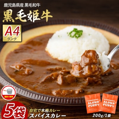 指宿育ち 黒毛姫牛 ALOHA スパイスカレー200g×5袋セット(IB029-009)