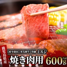 鹿児島県産黒毛和牛5等級ミスジ600g焼肉用(016-1075)