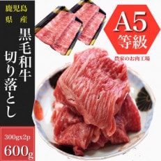 鹿児島県産黒毛和牛5等級切落し600g(013-1291)