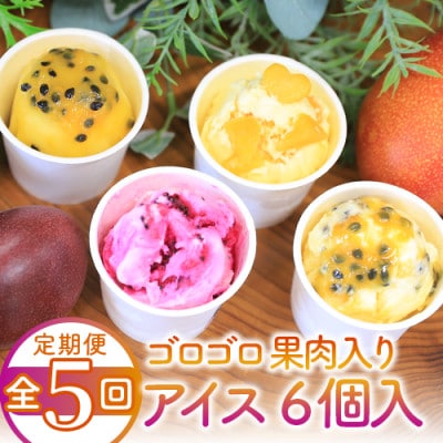 【全5回定期便】ゴロゴロ果肉入りアイス6個入定期便(Z060-291)