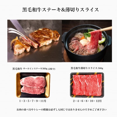 【全2回定期便】ステーキ&すき焼き・しゃぶしゃぶ!W黒毛和牛の王道定期便(Z024-627)