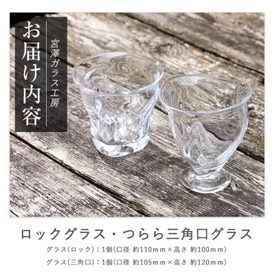 ロックグラス・つらら三角口グラス(ペアセット)(IB095-010)