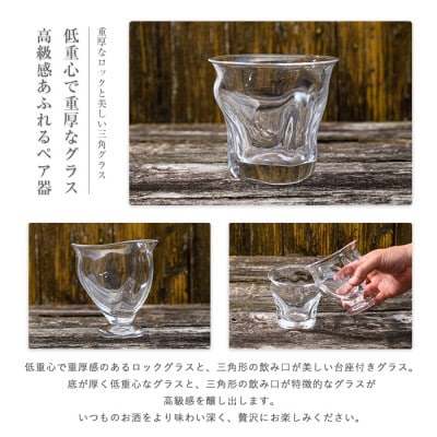ロックグラス・つらら三角口グラス(ペアセット)(IB095-010)