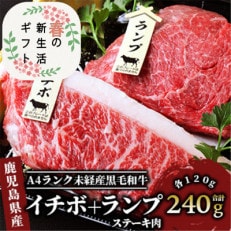 【新生活ギフト】A4ランク未経産黒毛和牛イチボ+ランプステーキ各120g(012-1184n)