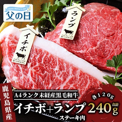 【父の日ギフト】A4ランク未経産黒毛和牛イチボ+ランプステーキ各120g(IB029-001f)