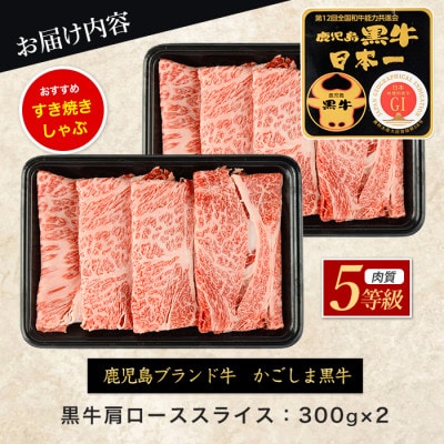 【肉質等級5等級】鹿児島県産黒毛和牛肩ローススライスセット600g(IB045-018)