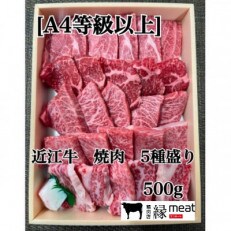 【A4等級以上の牝牛のみを使用!】 近江牛　焼肉　5種盛り　500g