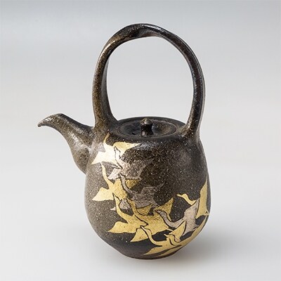 【長崎・波佐見　陶房洛司庵】金銀彩鶴酒器揃(木箱入り)HC09
