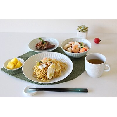 【波佐見焼】麻の葉シリーズ 21.5cm皿 L/青 5枚【Tomo's Factory】〈VA51〉