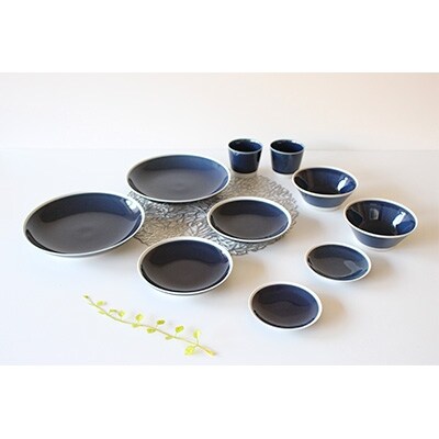 【波佐見焼】シャイニーカラー 青(サファイア)10点【Tomo's Factory】〈VA52〉