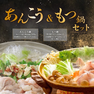 あんこう鍋500g&もつ鍋500g 人気鍋 食べ比べ 海鮮・黒毛和牛 贅沢セット