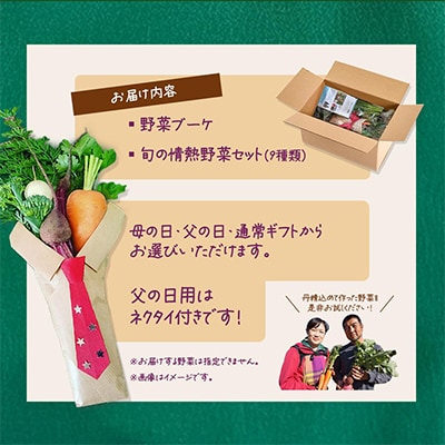 野菜ブーケと情熱野菜セット9品　通常ギフト　メッセージカードつき