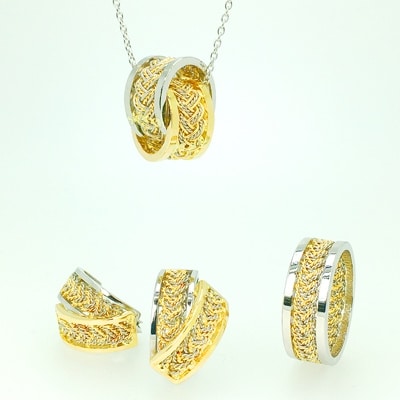 檜垣彫金工芸 プラチナ×18金手編みジュエリー3点セット | お礼品詳細
