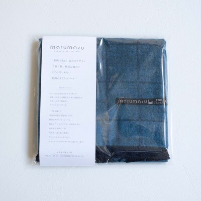 シルク起毛のリバーシブルマフラー　ウインドペン柄　blue