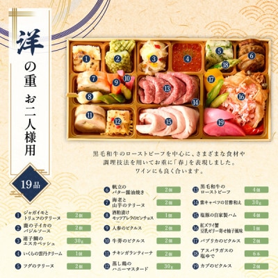 京都美先 国産素材の和洋重「雪月花」(和二客/洋一段)