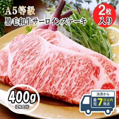 【7日以内発送】【ギフト】鹿児島県産A5等級黒毛和牛サーロインステーキ 2枚(400g) | ふるさと納税のお礼品