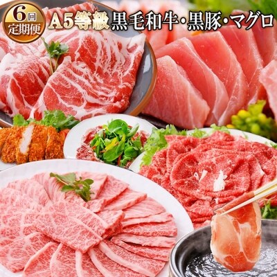 定期便(6ケ月)A5等級黒毛和牛&黒豚・マグロ