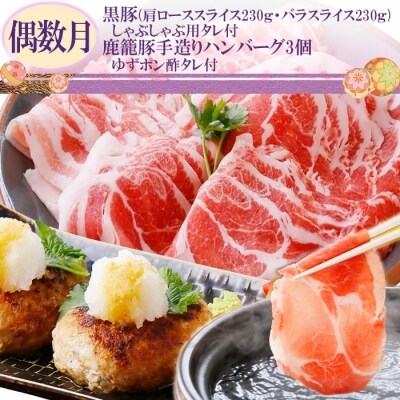 定期便(2回配送)枕崎お楽しみ便(黒毛和牛・黒豚・国産牛もつ鍋用)