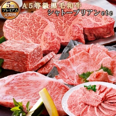 定期便(5回配送)A5等級黒毛和牛シャトーブリアン・サーロインステーキetc | ふるさと納税のお礼品