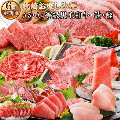 定期便(6回)枕崎お楽しみ便(A5・A4等級黒毛和牛・まぐろ・かつお)