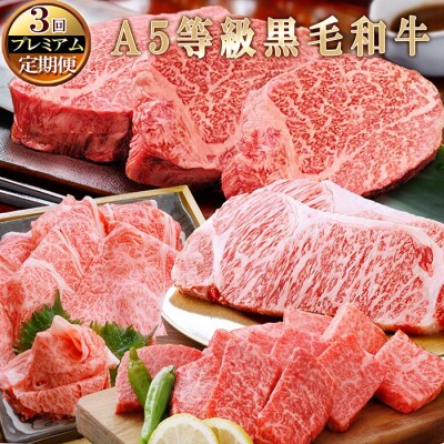 プレミアム定期便(3回)鹿児島県産A5等級黒毛和牛(シャトーブリアン・サーロインステーキetc) | ふるさと納税のお礼品