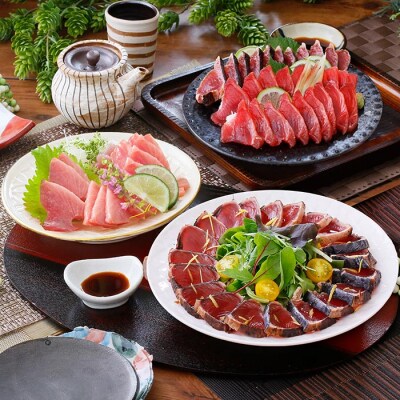 【さとふる限定】定期便(3回配送)枕崎お楽しみ便(A5等級黒毛和牛&かつお・黒豚加工品)