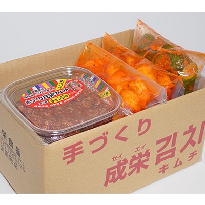 野菜と海鮮のMixキムチ7個セット　(白菜・きゅうり・大根・にんにく・チャンジャ・タコ・サキイカ)