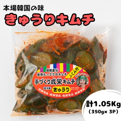 本場韓国の味!全て手作り本格きゅうりキムチ　計1.05kg(350g×3パック)
