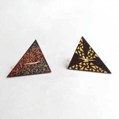 伝統技法　截金「KIRIKANE」アクセサリー　ピアス 三角 “misumi”