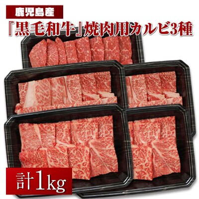 黒毛和牛焼肉用カルビ3種(計1kg)