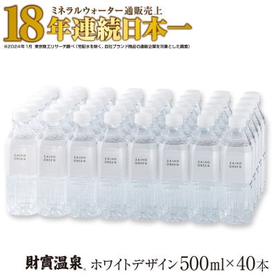【発送月固定定期便】4/5/6月届 財寶温泉 ホワイトデザイン500ml×40本(垂水市)全3回