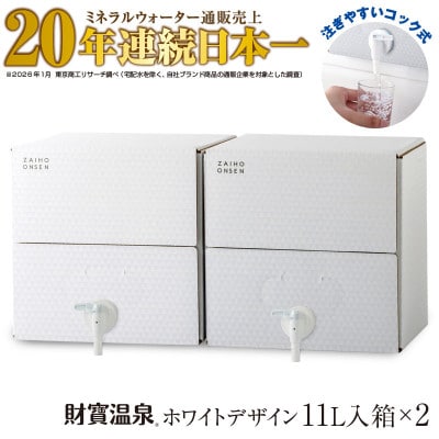 天然アルカリ温泉水 財寶温泉 ホワイトデザイン 11L×2箱