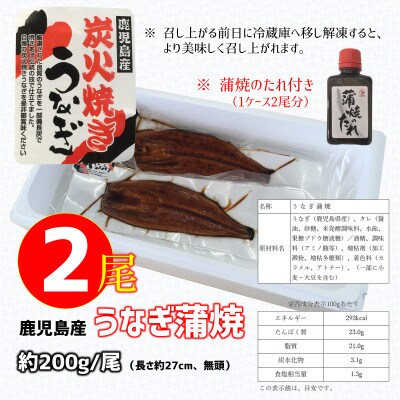 【鹿児島産】うなぎ蒲焼 2尾(冷凍)