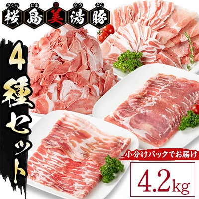 鹿児島県産 桜島美湯豚 4種セット 計4.2kg【大隅ミート産業】