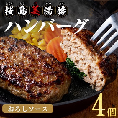 鹿児島県産 桜島美湯豚 おろしソース ハンバーグ 150g×4個【大隅ミート産業】W-0402