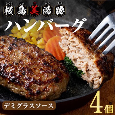 鹿児島県産 桜島美湯豚 デミグラスソース ハンバーグ 150g×4個【大隅ミート産業】W-0408