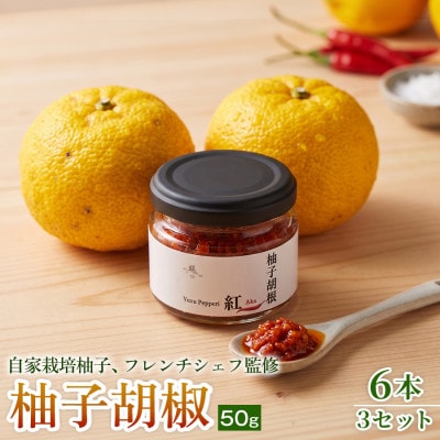 【香りと辛みで料理に深みを】スパイス薫る赤い柚子胡椒(瓶)50g ×6本 3セット