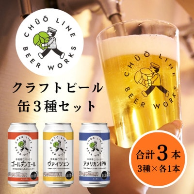 【東京都小金井市】中央線ビアワークスクラフトビール3缶セット(350ml×3本)