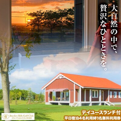 宿泊施設ヴィラレクサンド　デイユース(3時間)ランチ付き+平日宿泊　4名利用時1名無料利用券　