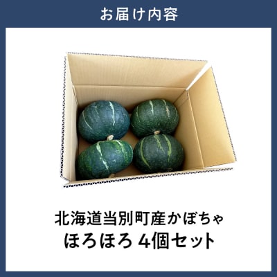 北海道当別町産化学農薬不使用かぼちゃ ほろほろ4個セット_tb36-011